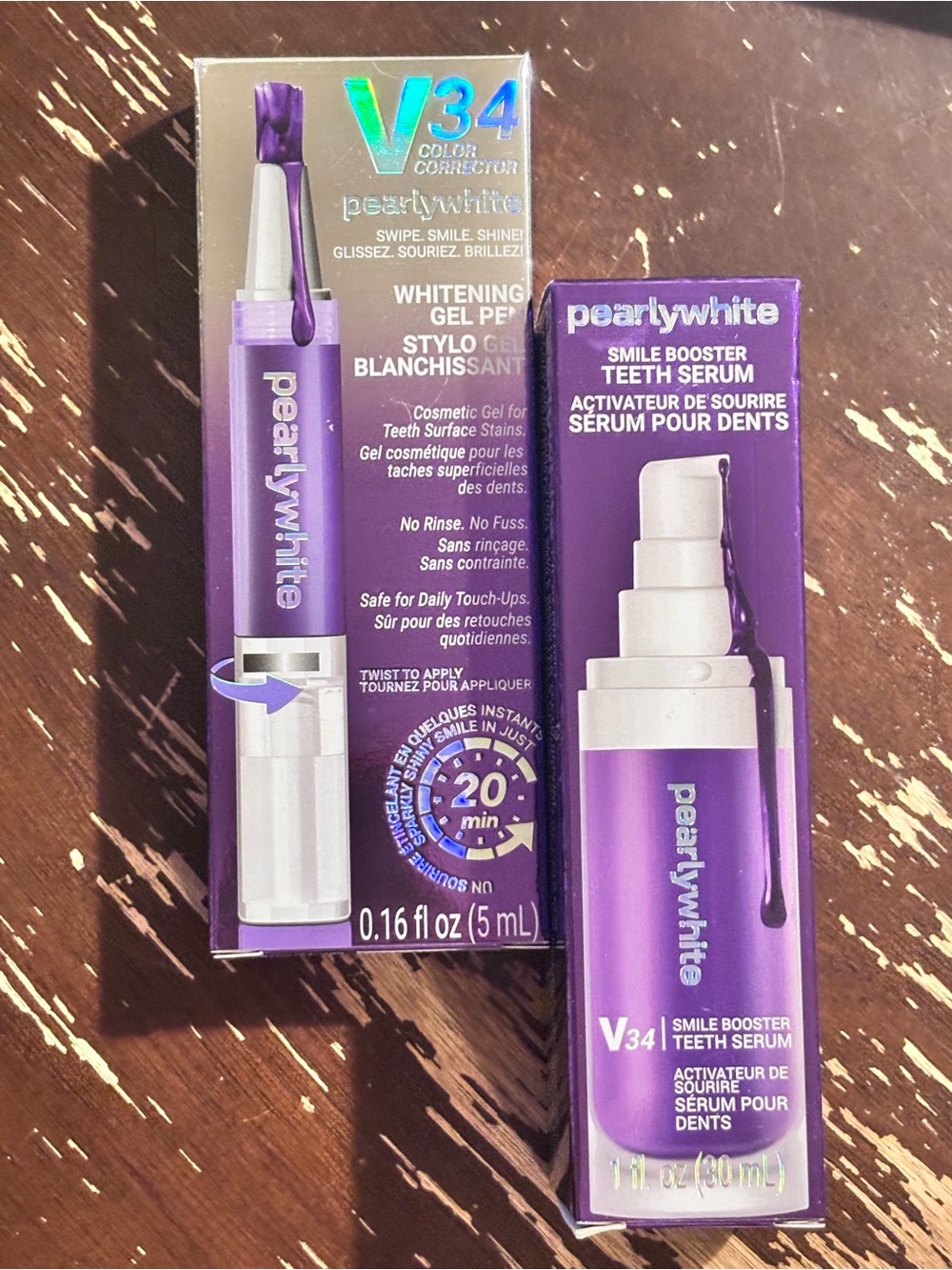 New! V34 Purple Teeth Whitening Gel Pen & Smile Booster Serum
